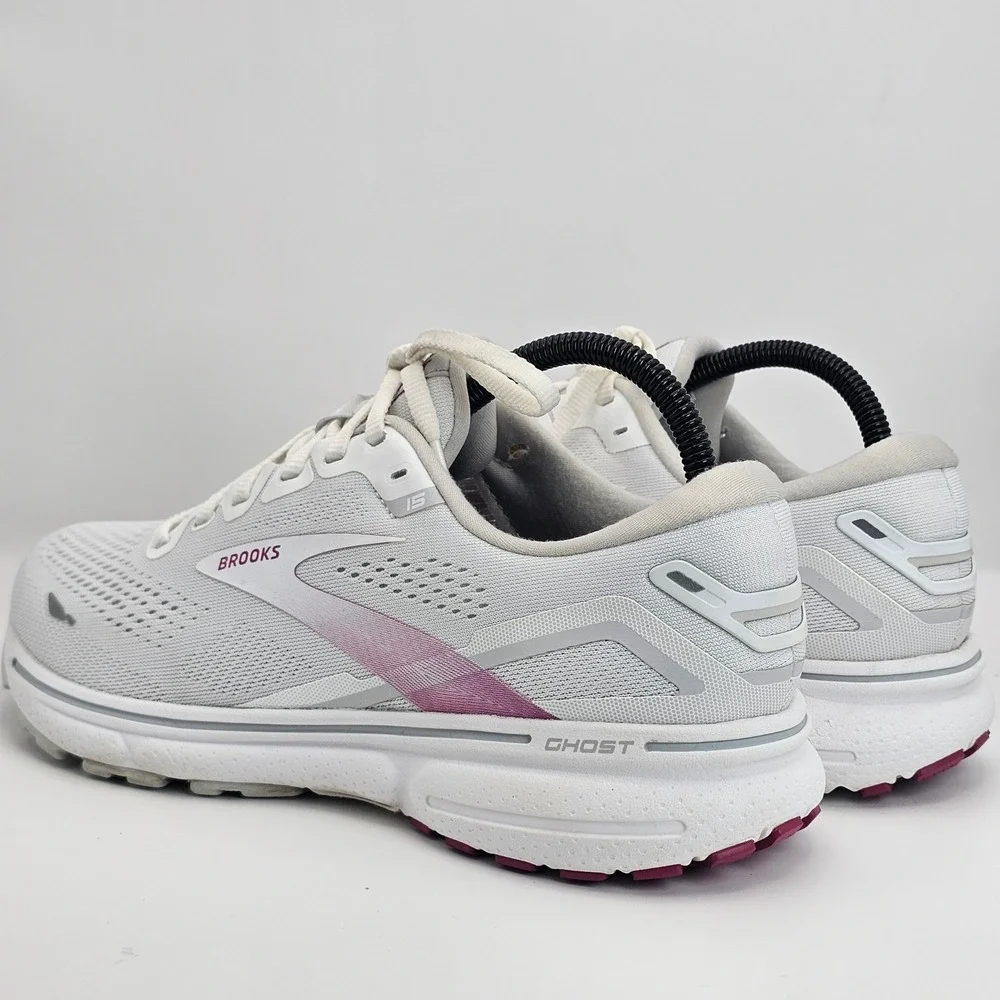 Brooks Ghost 15 Women's 9B White Oyster Viola Running Shoes 1203801B195